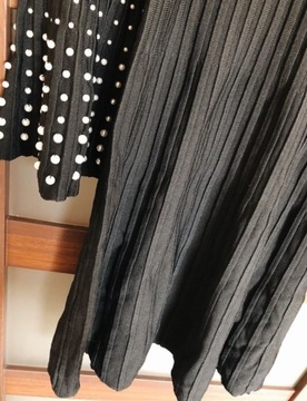 sukienka plisowana koraliki Zara czarna elegancka
