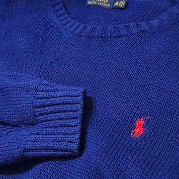 Sweter bawełniany Polo Ralph Lauren niebieski 2XL