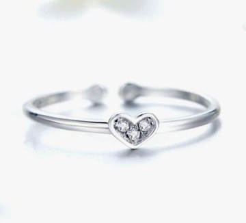 pierścionek srebrny delikatny serce s925