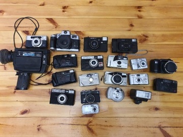 Zestaw retro stare aparaty kolekcja 19szt.