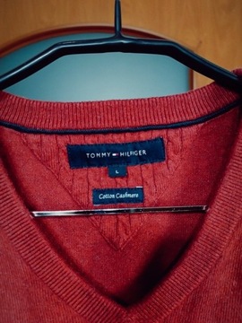 Tommy Hilfiger markowy sweter z kaszmirem roz L