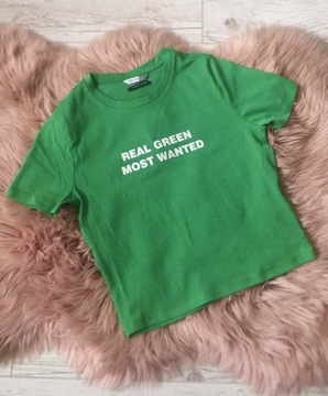 Zielona krótka koszulka top real green most wanted