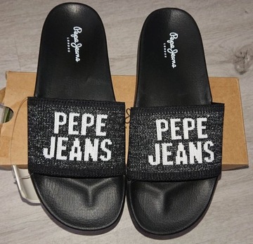 Klapki PEPE JEANS Black Slider Knit  r. 40