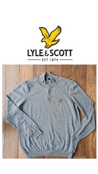 Lyle & Scott męski sweter szary szkocki halfzip