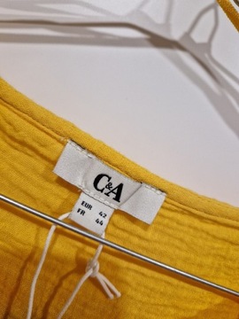 Muslinowa bluzka falbanki 40 L C&A bawełna orange