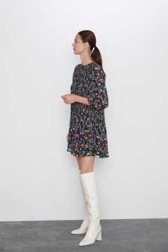 Plisowana sukienka w kwiaty oversize Zara 36S
