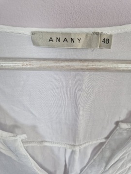 Biała lekka tunika, bluzka na lato z koronką, Anany XL-4XL