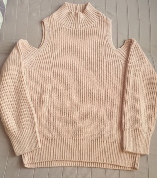 NEXT różowy sweter z wycięciami na ramionach r.38