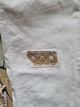 Spodnie dżinsowe Desigual biało-kremowe