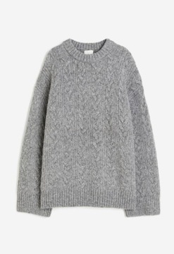 H&M gruby sweter oversize w warkoczowy wzór S 