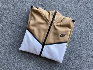 Nike Tech Fleece roz.M biały brąz bluza i spodnie