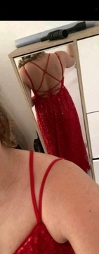 Długa suknia czerwona na ramiączkach NOWA 40