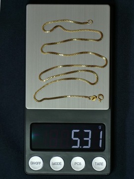 Łańcuszek złoty, kostka, próba 750, 5.3g, 45 cm