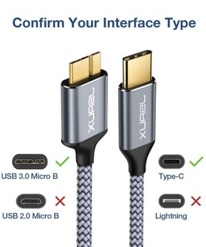 JSAUX  USB C na Micro B, 2 sztuki (1,0 m + 2 m)