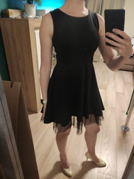 Czarna włoska koktajlowa sukienka studniówka 