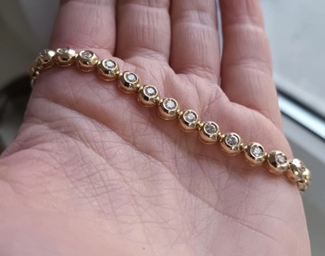 złota bransoletka diamentami 19 cm brylantami 585