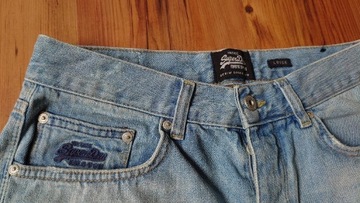 Superdry szorty jeansowe męskie W30 loose jasnoniebieskie przecierane lato