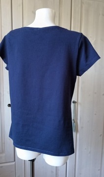 T-shirt bawelniany H&M Basic XL / 42 granatowy 