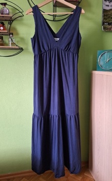 Granatowa sukienka maxi Reserved Lyocell 34 XS