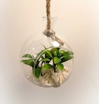 Kompozycja dekoracyjna sztuczny kwiat w kuli szkło