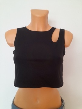 Czarny crop top H&M r. L