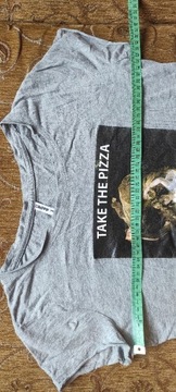 Szara koszulka t-shirt take the pizza and run