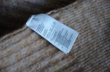 H&M beżowy sweter camel moher wełna premium 34 XS