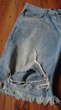 Superdry szorty jeansowe męskie W30 loose jasnoniebieskie przecierane lato