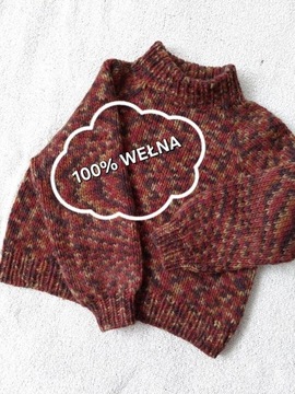Sweter wełniany ręcznie robiony handmade gruby