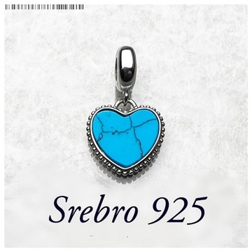 Charms Pandora Srebro 925 Turkusowe Serce Love