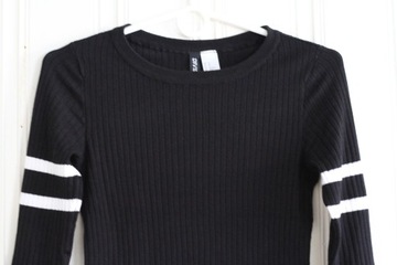 czarny biały top H&M xs 34 bawełna bluzka sweter