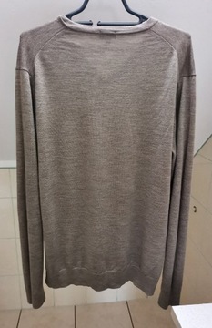 Sweter Uniqlo 100% wełna beżowy męski 40 L bdb 