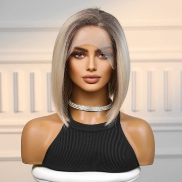 Peruka bob blond Lace front jak naturalne 