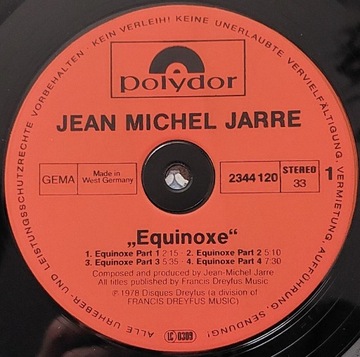 Jean Michel Jarre  Equinoxe  1978 EX+