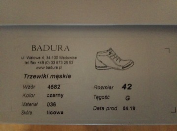 Buty, trzewiki, skóra naturalna, Badura 4582