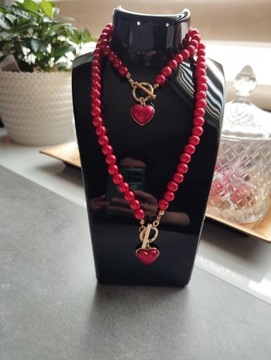 Komplet biżuterii Zara perły serce zestaw 