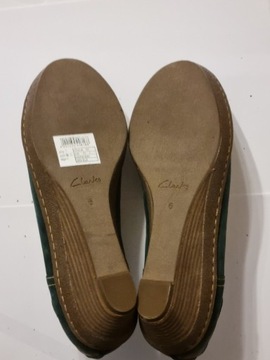 Buty Clarks, soft wear, zielone, baleriny 