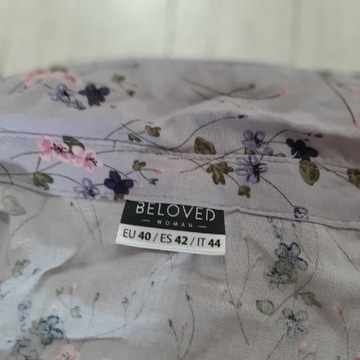 Fioletowa koszula z wiskozy w kwiaty