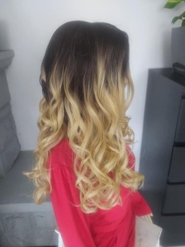 Peruka piękne loki blond ombre monotop mikroskóra