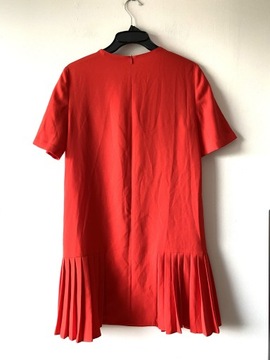 Zara czerwona sukienka plisowana elegancka
