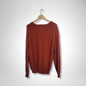 Sweter MS 100% wełna lambswool Woolmark czerwony L