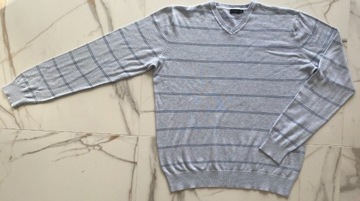 F&F męski sweter szary niebieskie paski xxl b.db-