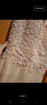 Kremowa suknia idealna na wesele, studniówkę 