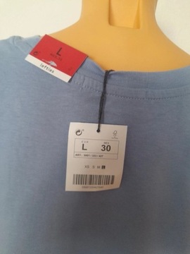 Niebieski bawełniany t-shirt bluzka crop top Lefties r. L