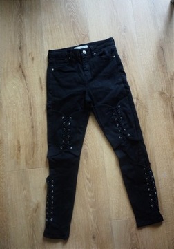 S 36 Topshop Jamie czarne spodnie jeansowe rurki 