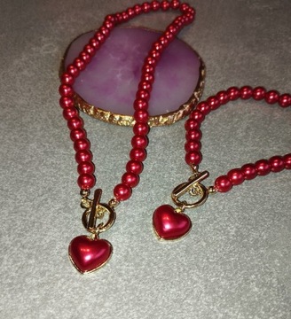 Komplet biżuterii Zara perły serce zestaw 