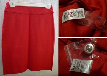 Lniana, czerwona spódnica Marks & Spencer, nowa, "