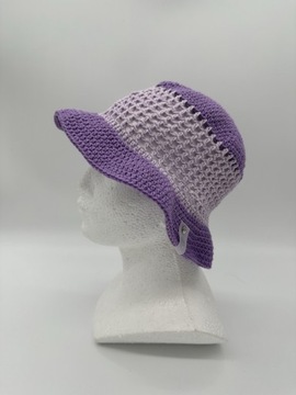 Nowy letni lawendowy kapelusz typu bucket hat Handmade by Cute Peony