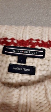 Sweter beżowy Tommy Hilfiger 36 S paski crop bdb