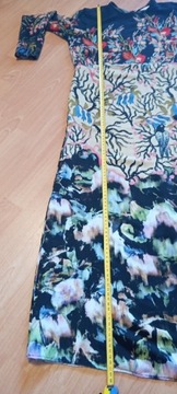 Sukienka MIDI z długim rękawem w kwiaty H&M r.38/M